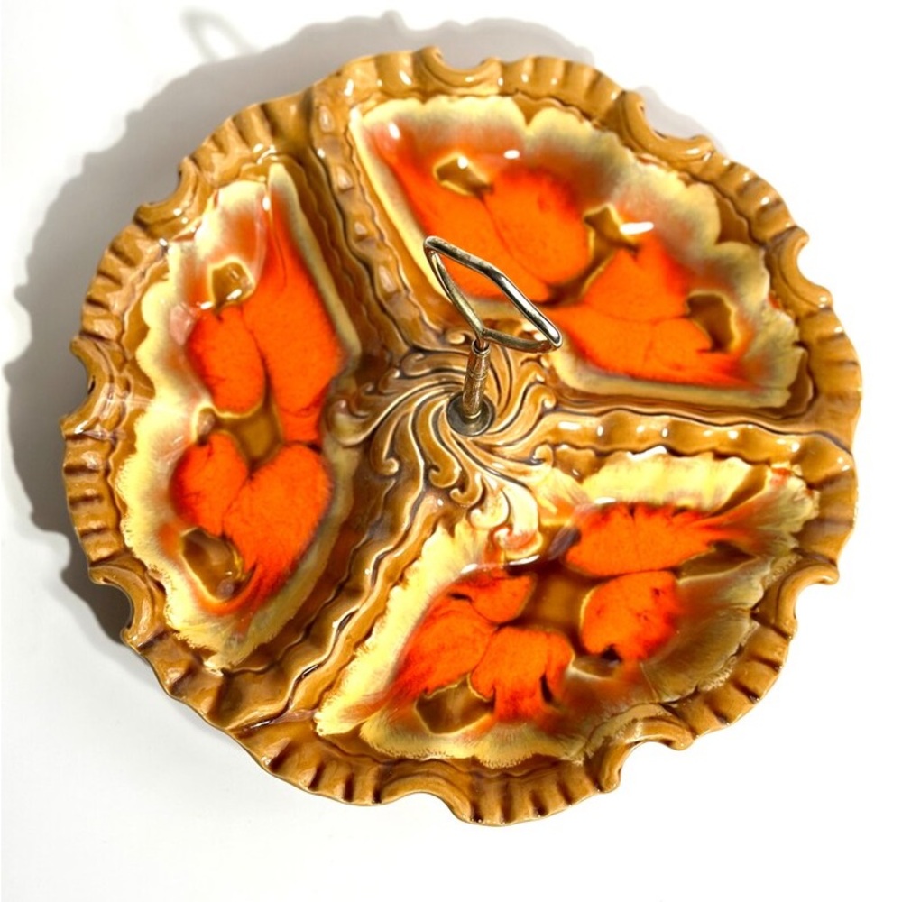 Vintage Serving Dish, Glazed Platte, 70s, Trinket Tray